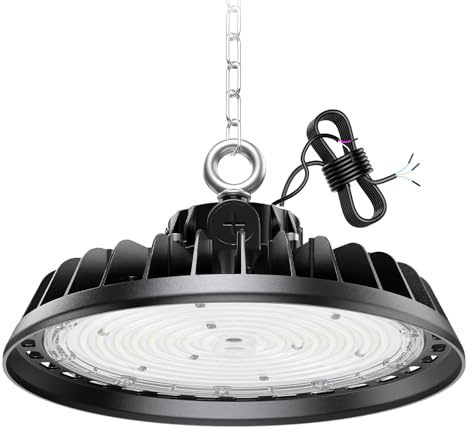 RUISUN LED UFO Lámpara de Alta Bahía Campana led Industrial 4000K Regulación IP65 Antipolvo e Impermeable Foco LED 120° Driver Industrial Para Fábricas,Talleres,Garajes 1 PACK-Negro-4000K 240W