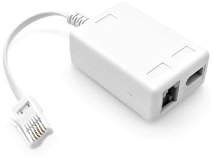 JZK ADSL filter with cable lead, broadband microfilter splitter, Internet & telephone splitter, BT plug to RJ11 socket/BT socket connector adapter for modem, router, fax machine