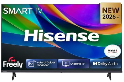 Hisense 40 40E4STUK LED Full HD Smart TV with Freely, Netflix, Disney+ and YouTube - Natural Colour Enhancer, Dolby Audio, Share to TV, Noise Reduction, Game Mode, DTS Virtual: X, Smart Home Ready