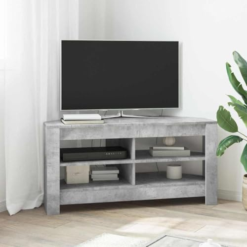 Boltkex HörnTV-skåp, betong, grå av trämaterial, 102 x 41 x 50 cm, med 2 hyllor, TV-skåp, lågbord, TV-bänk, mediemöbler för vardagsrum, hemmabio, ordning