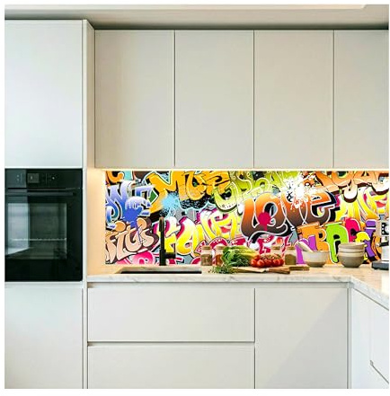 DIMEX Sticker crédence - Cuisine Graffiti 180 x 60 cm | Mur Arrière de la Cuisine - Crédence adhésive
