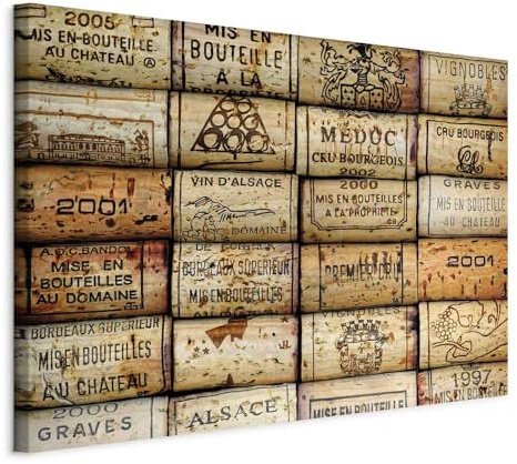 B&D XXL - Leinwandbild Retro Aufschrift Wein, 120x80 cm, 1-teilig, modern | Hochwertige Leinwand, sofort aufhängbar, ideal fürs Wohn- oder Schlafzimmer, wasserfest und lichtecht, langlebig, stilvoll