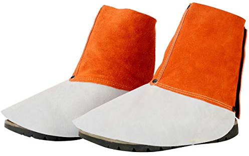 QeeLink Leather Welding Spats - Heat and Abrasion Resistant Welding Boot Covers - Shoes Protectors - Welding Gaiters, 1 Pair