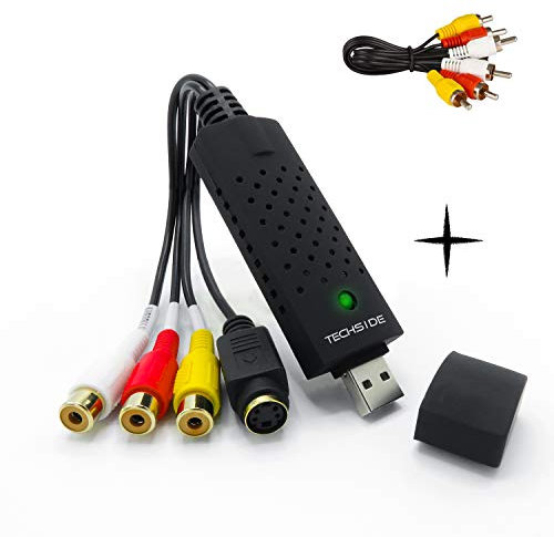 TechSide Video Grabber Contatti Dorati + Cavi RCA | Analogico Digitale | Windows 11 + Nuovo Software 2024 | USB 2.0 Converter VHS Capture | Converti Formato Digitale Mpeg Le Vecchie Videocassette