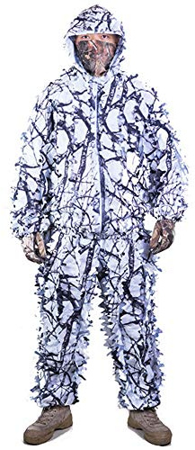 Huenco Outdoor Camo 3D Neve Selvaggio Cerniera Ghillie Tuta Per Paintball Airsoft Caccia Wildlife Fotografia