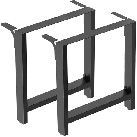 Wiltec Tischbeine aus Stahl 2er Set 80x72cm Vierkantrohre in schwarz pulverbeschichtet Tischkufen Tischgestell Tischuntergestell