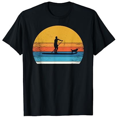 Tolles SUP Stand up Paddling mit Hund t shirt Paddle paddel T-Shirt