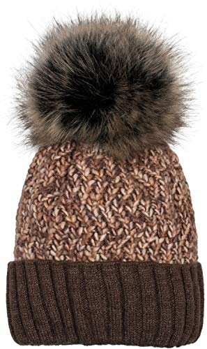 styleBREAKER Gorro de Punto con pompón para Mujer | Gorro con forro térmico, pompón de pelo sintético de 12 cm, borde elástico (contorno de 46-60 cm).