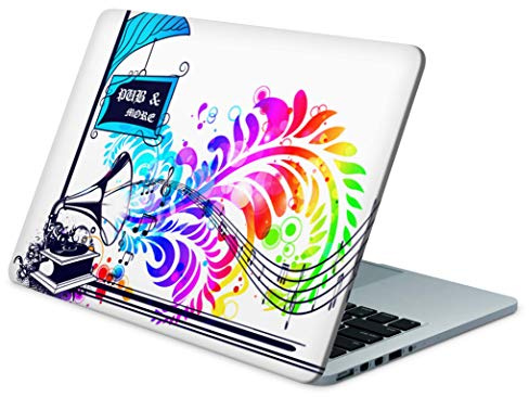Skins4u Folie Sticker Skin Vinyl Aufkleber mit farbenfrohen Motiven für bis 17.3 Zoll 42x30cm Laptop Skin Decal Cover Grammophon
