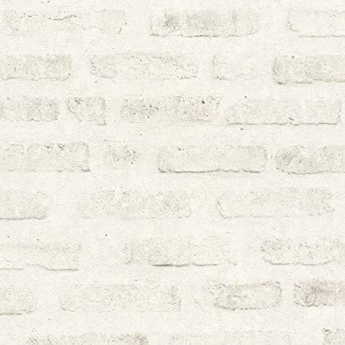 Vlies Mauertapete weiß grau | Moderne Vliestapete in Steinoptik hell ideal für Küche und Flur | Weiße Steintapete in Mauer Optik als Küchentapete | Rolle (10,05 x 0,53 m) = 5,33 m²