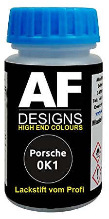 Alex Flittner Designs Lackstift für Porsche 0K1 Schwarz Matt | Lackstift geeignet für Farbcode: 0K1 und Farbname: Schwarz Matt