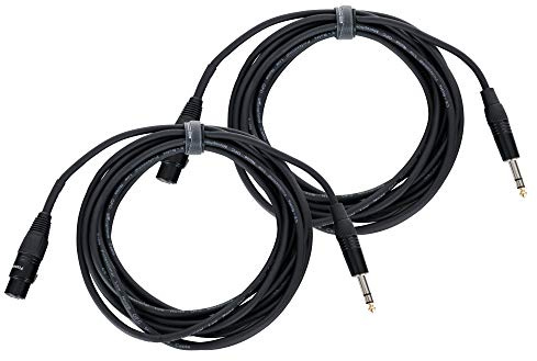 Pronomic Stage JSXF-5 XLR/Stereoklinke-Kabel 5m 2x Set, Länge: 5 m | Professionelles, symmetrisches Audiokabel, Stecker: XLR female 3-pol ? 6, Mantelfarbe: Schwarz, Sauerstofffreies Kupfer