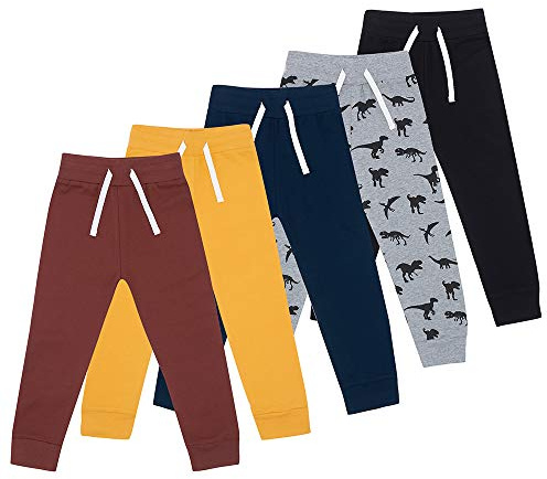 Lovjoy Pantalón Chándal Bebé Niños - Pack 3 o 5 Colores - 1-4 años - Calidad Comodidad - 100% Algodón Suave - Cintura Elástica – Unisex