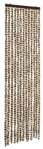 vidaXL Insektenschutz Vorhang Flauschvorhang Plüschvorhang Türvorhang Fadenvorhang Fliegenschutz Wohnwagen Camping Beige Braun 56x185cm Chenille