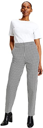 Tommy Hilfiger Damen Hailey Slim Slub Knöchelhose Hose, Small Houndstooth/Desert Sky Ecru, 32 W