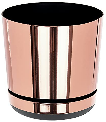 KORAD Indoor Plant Pots, 6 sizes, 25 colours – Rose Gold Plant Pot Planter with Drainage Holes and Matching Saucer for All Houseplants – Modern Home Decor Round Flower Pot (26 cm)