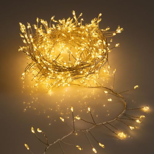 Spetebo Cluster Micro Lichterkette 480 LED warmweiß - 480 cm - Büschel Leuchtdraht Drahtlichterkette mit Netzteil für Innen und Außen