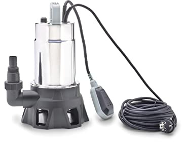 Pontec 87058 PondoDrain Mud 10000 - grausilberne Entwässerungspumpe für Baustellen, Teiche oder Keller / Korngröße: 25 mm / 400 W-Leistung / 230 V