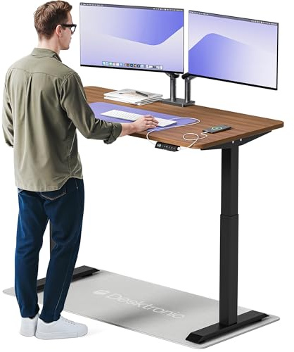 Desktronic Bureau Assis Debout Électrique 140x70cm - Bureau Réglable en Hauteur à Moteurs Électriques Doubles - Commande Tactile - USB - Mémoire - Plateau Bois Européen - Table Assis-Debout