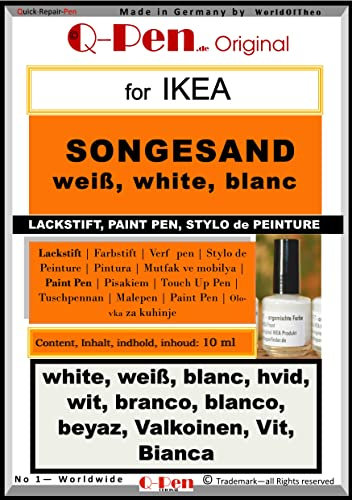Q-Pen Ausbesserungsfarbe passend für Ikea SONGESAND weiß - white - blanc