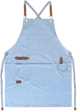 ALCKO Tischlerschürze, Werkstattwerkzeugschürze, Strapazierfähige Arbeitsschürze Aus Gewachstem Segeltuch, Schweißschürze, Arbeitsschürze (Color : Light Blue, Size : XL)