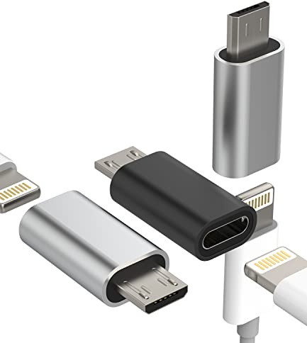 Lot de 3 adaptateurs de Charge Lightning écrou vers Micro USB mâle pour Chargeur iPhone vers Prise Android Jack Câble d'alimentation Accessoires pour Samsung Galaxy S5 S6 S7 Edge Ps4