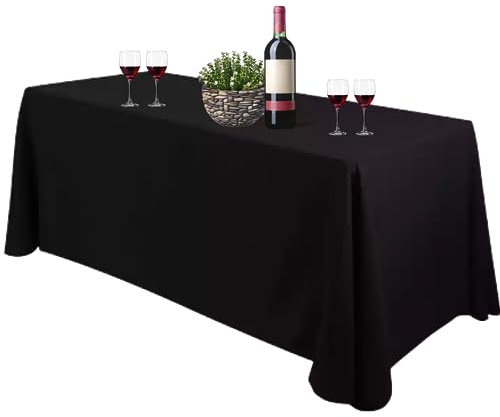 Bea's Party Tischdecke rechteckig Schwarz, Große Schwarze Tischdecke, tischdecke abwaschbar, Schwarze tischdecke groß, tischdecke Schwarze Stoff, tischtuch abwaschbar (Schwarz, 229cm x 335cm)