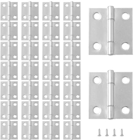 XNJIHWA 30Pcs Cerniere Connettori Acciaio Inox Armadio Pieghevoli - Inclusi 120 Viti per Porte in Metallo e Legno, 25.5 x 23.5mm