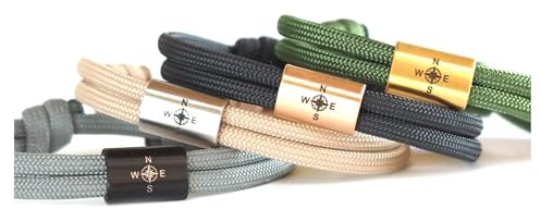 Armband mit Gravur aus Segeltau, Kompass, Surfer Armband, Weltreise, Reisen, Reiselust, Weltenbummler, Wegweiser, Unisex, Edelstahl