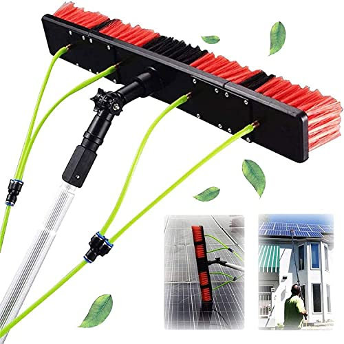 FYDK Tige De Nettoyage Panneau Solaire Photovoltaïque 5m-10m avec Brosse,kit De Nettoyage des Tiges Télescopiques, Kit Brosse Haute Fenêtre pour Toits Serres, Camions Et Voitures(Size:10m)