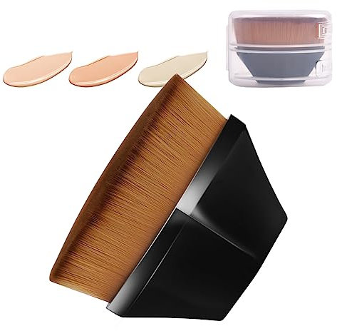 AUAUY 1 PCS Foundation Brush, Flacher Foundation Pinsel, Super Hot Seamless Magic, Liquid Makeup Brush, Make up Foundation Bürste, Tragbarer Groove Design Blush Pinsel mit Aufbewahrungsbox (Schwarz)