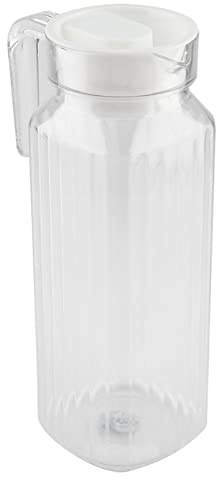 Jarra de Agua Transparente 1100ml, Jarra Pequeña con Tapa para Bebidas Frías y Calientes, de Plástico sin BPA para Hogar, Oficina o Viajes
