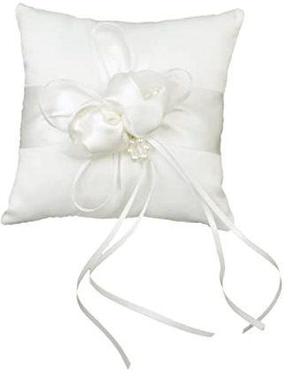 Garneck Ringkissen Weiß Satin Mit Schleife Und Perle Für Trauung Hochzeit Eheringkissen Mit Bändern Für Ringträger