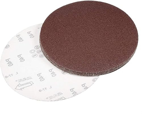 TA-VIGOR Lot de 10 disques abrasifs PSA à grain 40, 22,9 cm, sans trou, auto-adhésifs en oxyde d'aluminium, pour ponçage du bois, de la peinture, du plastique et du métal