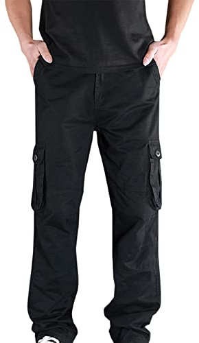 2023 Cargo Pants for Men Mens Cargo Pants Relaxed Fit Cotton Outdoor Jogger Athletic Pants Loose Trousers Causal Straight Sweatpants 2023 Dress Pants for Men Sweatpants for Men Black 4X