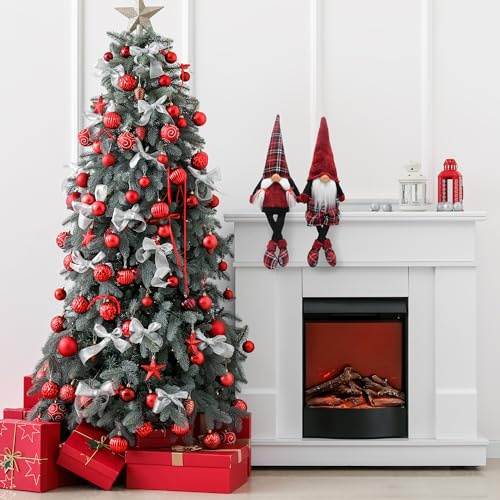 Lemodo Kantenhocker Wichtel Weihnachtswichtel als 2er Set, Wichtel Figur 72,0 cm hoch, Tomte mit Karierten Schuhen, GNOME als schöne Weihnachtsdeko, Wichtel Deko für drinnen
