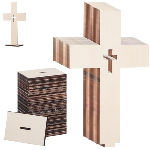 HOLIDYOYO Wooden Cross Ornament 6.6 Inch Religious Home Decoration with Smooth Edges Christian Tabletop Cross Figurine Ideal Gift for Faith and Rustic Wall Accent