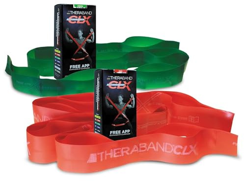 THERABAND CLX Widerstandsband mit Schlaufen, 2 Pack Fitnessband für Heimübungen und Workouts, tragbares Workout, Funktionalität für Sportler, 1,5 m aufeinanderfolgende Schlaufen, 2er-Pack