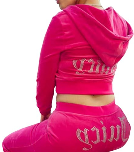 Reuvv Women Tracksuit Long Sleeve 2 Piece Outfits Velour for Velvet Jogging Workout Sets Ladies Hot Drilling Sports Fashion Casual Suit