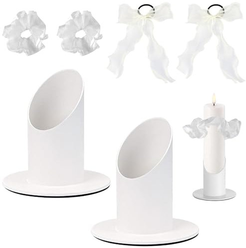 Kerzenständer Kommunionkerze 4cm 2 stück,Kerzenhalter Taufkerze,Tropfschutz Kommunionkerze Kerzenhalter, Metall Kerzenhalter Weiß, Taufkerzenständer für Taufkerze, Kommunionkerze,Tafelkerze,Traukerz