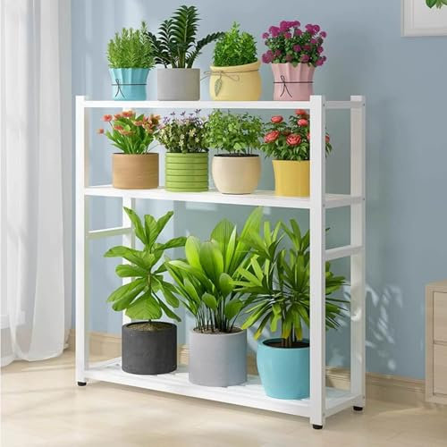 Meuble plante jardin, support jardiniere balcon, supports de pots de fleurs extérieur, porte plantes d'intérieur, Métal porte plante interieur, Diverses plantes peuvent être placées.(Wit,100cm)