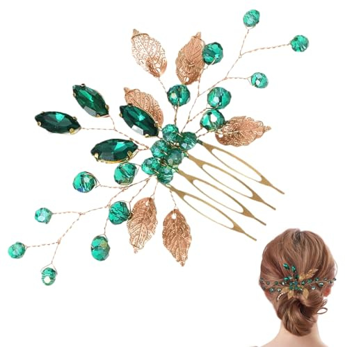JEYORZY Perle Mariée Peigne à cheveux de mariage Cristal Coiffe Feuille Accessoires de cheveux de mariée pour femmes et filles