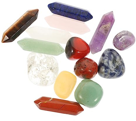 COLLBATH 14 Piezas Piedra De Yoga De Cristal Natural De Piedras De Meditación Para Adornos De Escritorio De Hogar Material Para Manualidades Diy y Terapéuticas