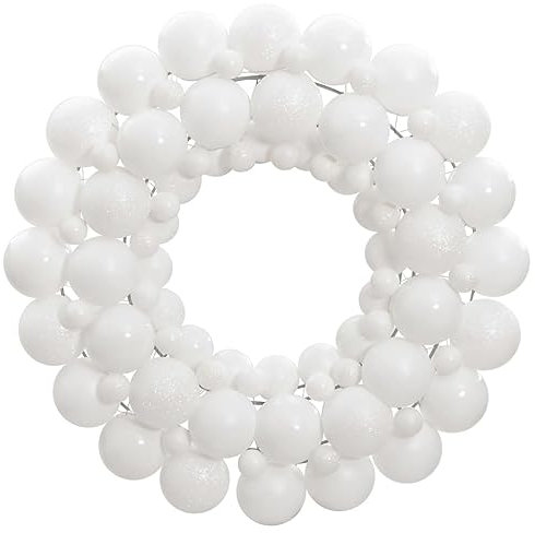 Xichuzi Weihnachtskranz Weiß 45 cm Polystyrol, Weihnachtsdeko, Türkranz Weihnachten, Adventskranz Modern, Christmas Decor, Türkranz Weihnachten Außen, Türkranz Winter