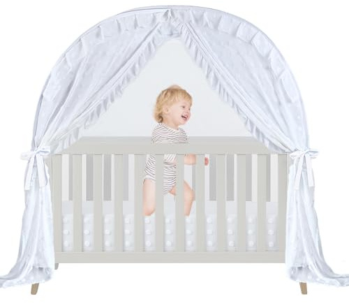 Wonder Space Elegante Toldo de Red para Cuna de Bebé - Diseño Minimalista - Malla Duradera y Transpirable para Evitar Que el Bebé se Salga - Protección contra Mosquitos Insectos (Encaje y Cortina)