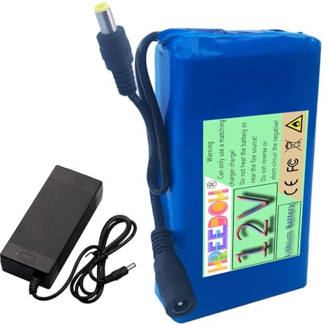 FREEDOH Batería de Iones de Litio de 12 V CC, batería portátil de polímero de Litio de 12 V, batería Recargable de 3 Ah, 4 Ah, 5 Ah, 6 Ah, 7 Ah, 9 Ah y 12 Ah con Cargador.,12v4000mah