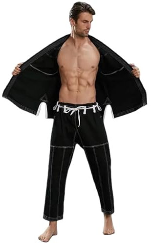ZNTIHZ Judo Anzüge Judo-Anzüge, Jujitsu-BJJ-Gi-Anzug, Erwachsenengröße, Kampfsport-Kimono-Uniform, Grappling-Uniform for Judo Für Jiu Jitsu，Karate(Black,170CM)