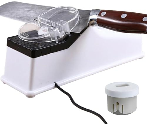 Affilacoltelli elettrico - Strumento per affilare i coltelli professionale 4 in 1 | Affilatura e lucidatura rapide in 5 secondi con copertura protettiva, affilacoltelli bifacciale