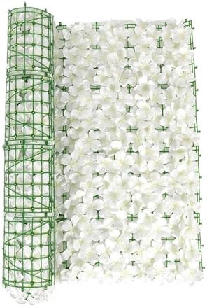 Künstlicher Zaun, Blätter, Balkonschutz, Gartenzaun, Simulationspflanze, Kirschbaum, Geländer, Dekoration (weiß, 50 x 3 m)