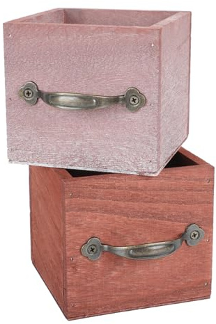 Happyyami 2pezzi Vasi in Legno Per Piante Artificiale e Naturale Porta Fiori Decorativo Resistente e Durevole Adatto Per Interni Ed Esterni Ornamento Da Tavolo Elegante Marrone Vintage